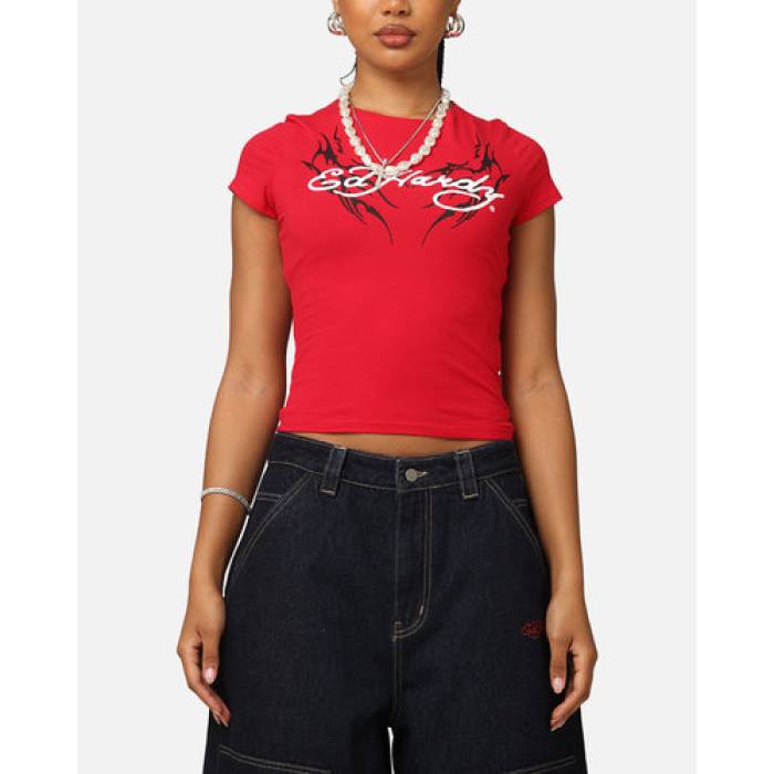 エドハーディー Ed Hardy 【 Tribal Baby T-Shirt Womens Red 】 プルオーバー レディース Red 赤・赤いこと