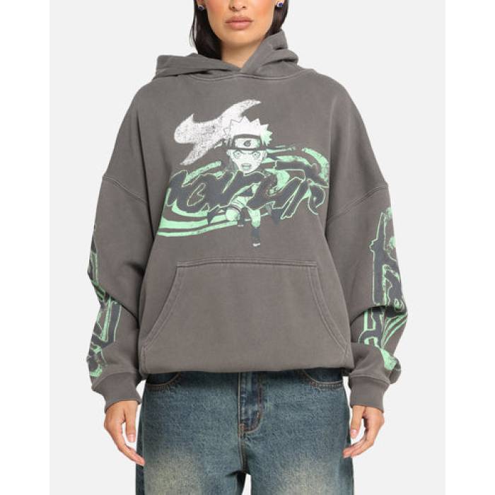 Goat Crew 【 X Naruto Sage Mode Premium Hoodie Womens Washed Charcoal 】 Premium 割り増し金 フーディー パーカー レディース 暗灰色