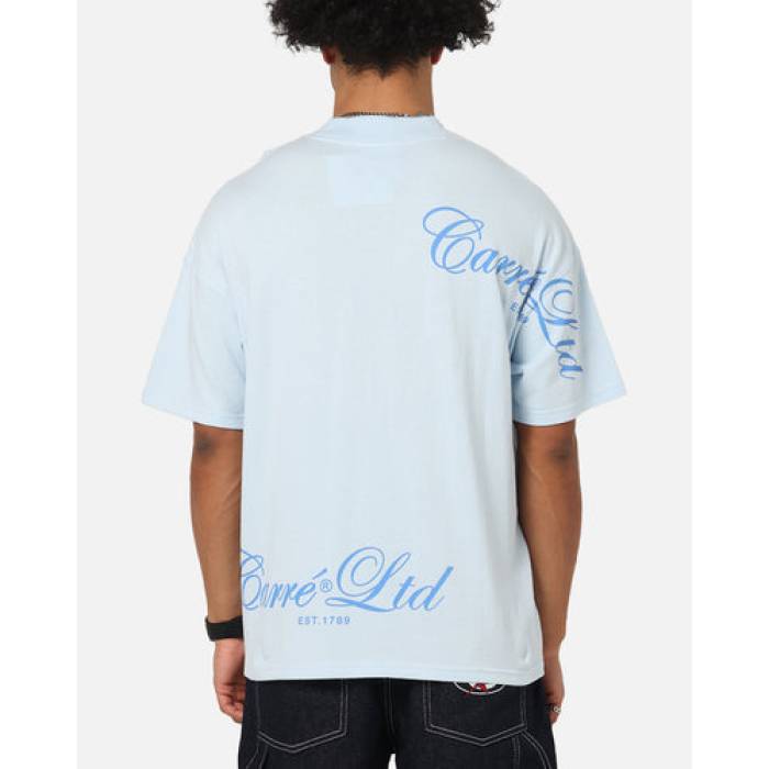 Carre 【 Side Script Oversized T-Shirt Mens Baby Blue 】 スクリプト Tシャツ メンズ 青色 ブルー｜スニケス