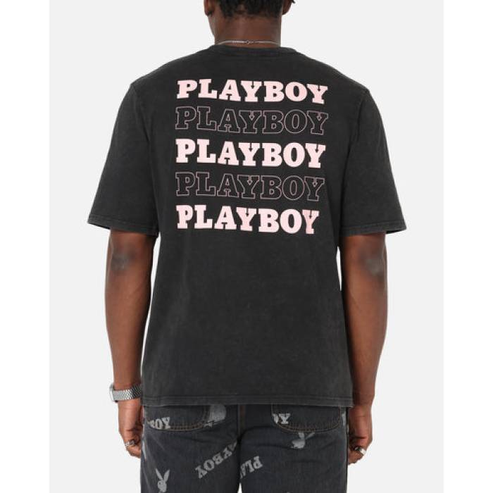 Playboy 【 Stack Washed T-Shirt Mens Washed Black 】 プルオーバー メンズ 黒いこと 黒いこと