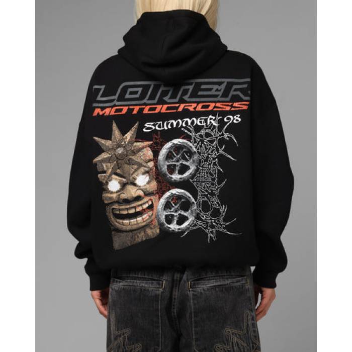 Loiter 【 Summer Motocross Hoodie Womens Black 】 Summer 炎節 フーディー パーカー レディース 黒いこと 黒いこと