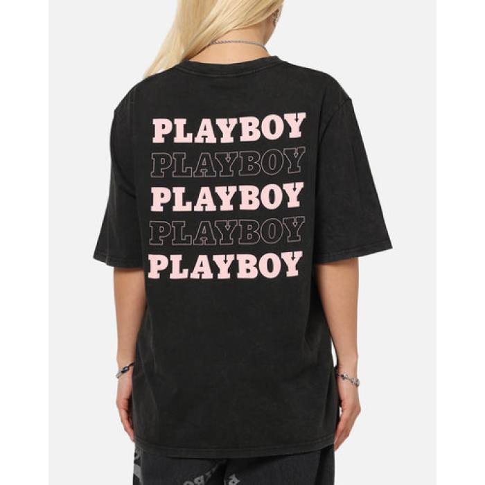 Playboy 【 Stack Washed T-Shirt Womens Washed Black 】 プルオーバー レディース 黒いこと 黒いこと
