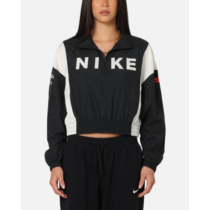 ナイキ Nike 【 Sportswear Classic Woven Lightweight 1/4-Zip Jacket L Womens Black/Black/Sai 】 古典派音楽 Woven ウーブン Jacket 上衣 レディース 黒いこと 黒いこと