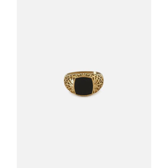 Saint Morta 【 Onyx Square Ring Mens Gold 】 メンズ ゴールド