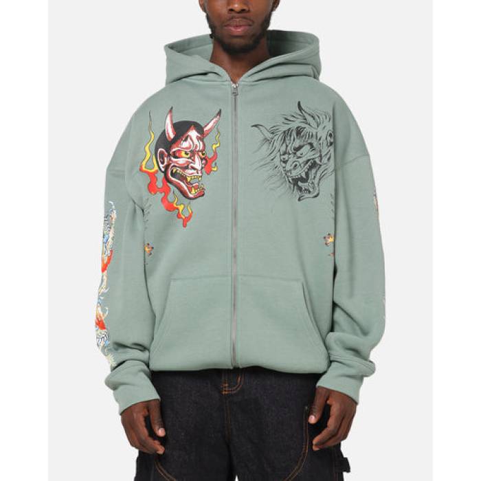 エドハーディー Ed Hardy 【 Floral Zip Hoodie Mens Sage 】 フーディー パーカー メンズ