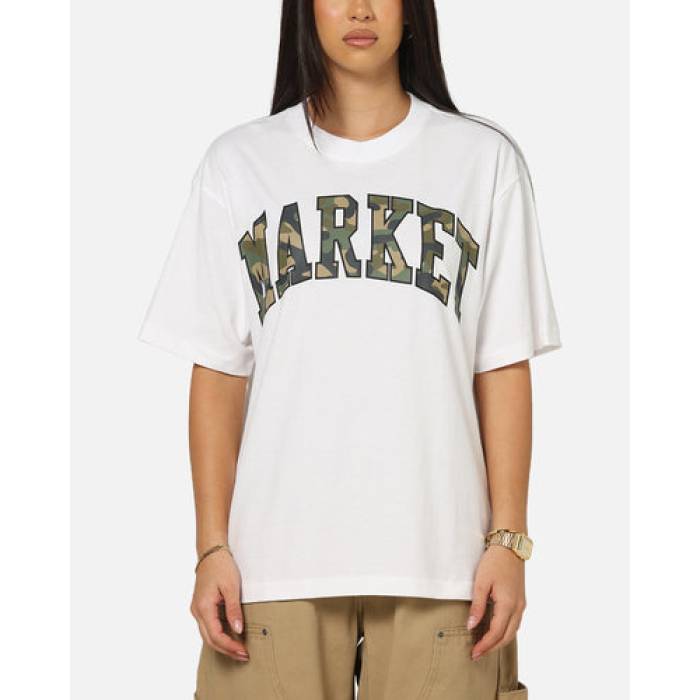 Market 【 Camo Arc T-Shirt Womens White 】 間鴨柄 プルオーバー レディース 白いこと 白いこと