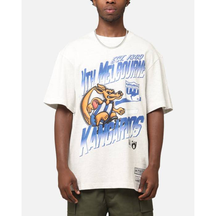ミッチェル\u0026ネス Mitchell \u0026 Ness 【 North Melbourne Kangaroos Mascot Character T-Shirt Mens Silver Marle 】 北の方 文字記号 プルオーバー メンズ Silver しろがね色・しろがね色