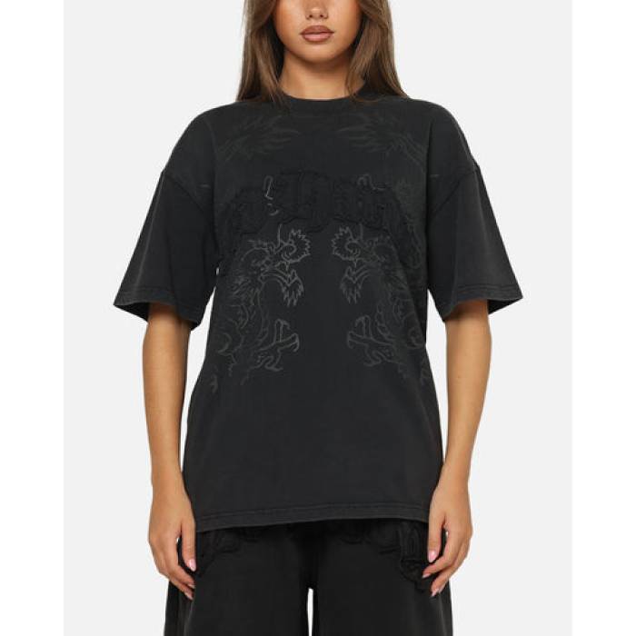 エドハーディー Ed Hardy 【 Double Dragon Applique T-Shirt Womens Black 】 火竜 プルオーバー レディース 黒いこと 黒いこと