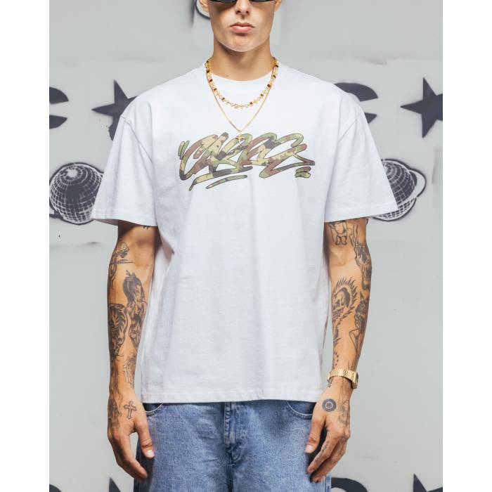 Carre 【 Camo Script T-Shirt Mens White 】 家鴨柄 台本 プルオーバー メンズ 白いこと 白いこと