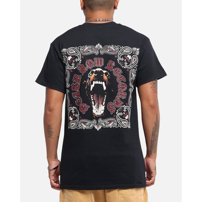 Deathrow Records 【 Doberman Bandana T-Shirt Mens Black 】 プルオーバー メンズ 黒いこと 黒いこと