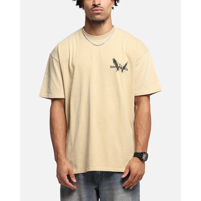 Saint Morta 【 Black Doves Boxy T-Shirt Mens Stone 】 黒いこと 黒いこと プルオーバー メンズ