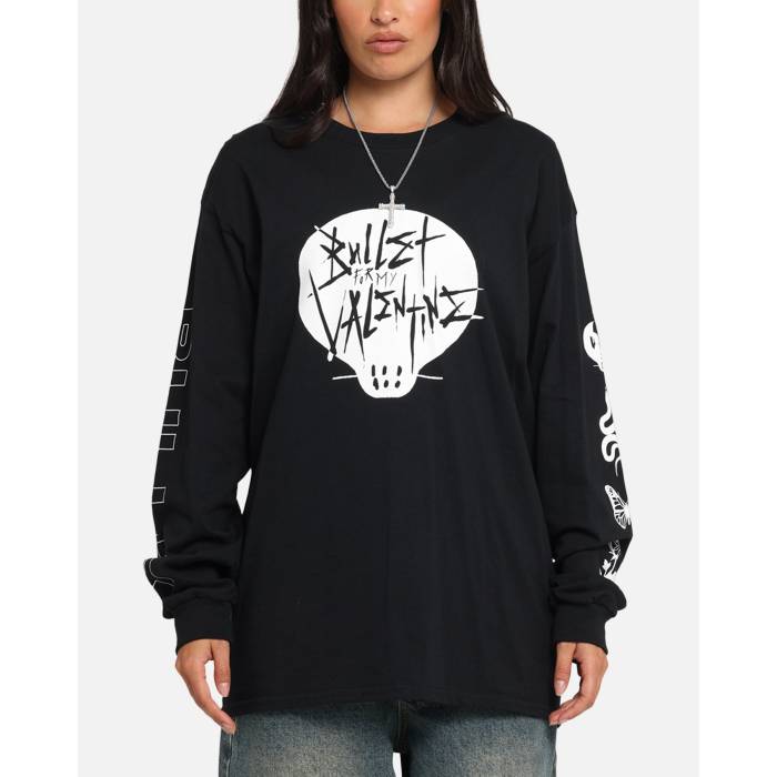 Bullet For My Valentine 【 Parasite Long Sleeve T-Shirt Womens Black 】 Sleeve 捩り プルオーバー レディース 黒いこと 黒いこと