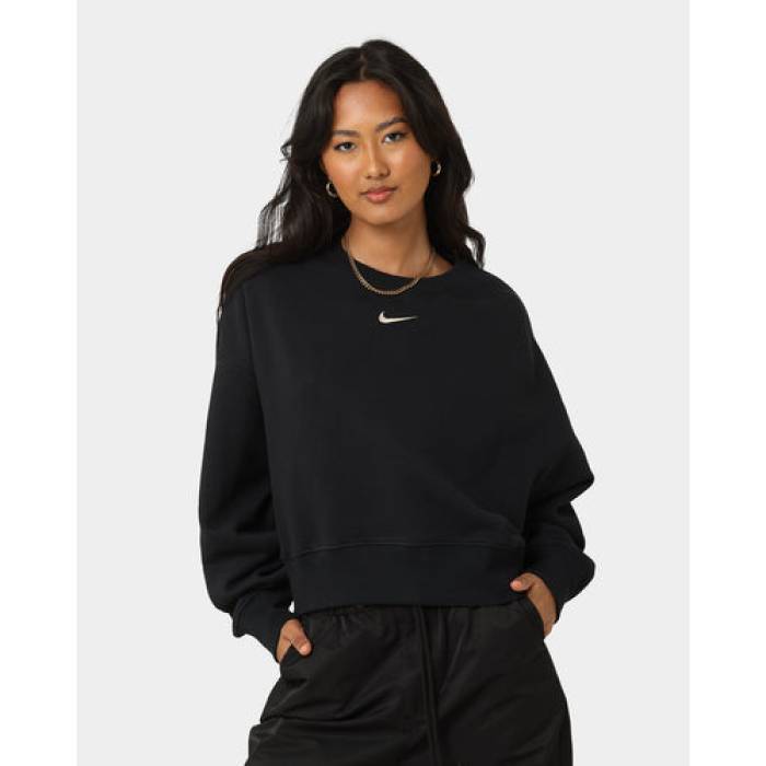 ナイキ Nike 【 Sportswear Style Fleece Over-Oversized Crewneck Womens Black/Sail 】 フリース レディース 黒いこと 黒いこと