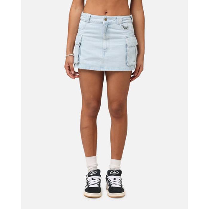 ディッキーズ Dickies 【 874 Light Denim Cargo Mini Skirt Womens Sky Blue 】 デニム カーゴ レディース スカイ 青色 ブルー｜スニケス