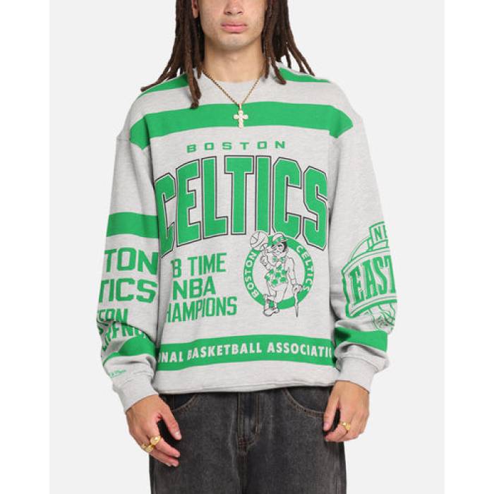 ミッチェル&ネス Mitchell & Ness 【 Boston Celtics Letterform Crewneck Grey Marle/Official Team Color Mens Grey Marle/Otc 】 ボストン セルティックス 灰色 グレー Team チーム メンズ 灰色 グレー|スニケス
