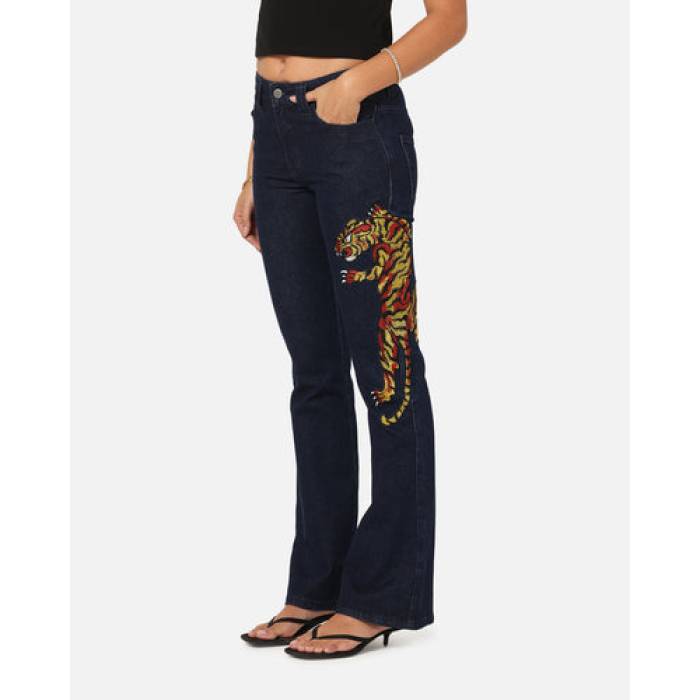 エドハーディー Ed Hardy 【 Feline Bootleg Jeans Womens Indigo Denim 】 ジーンズ レディース 藍色・インディゴ デニム|スニケス
