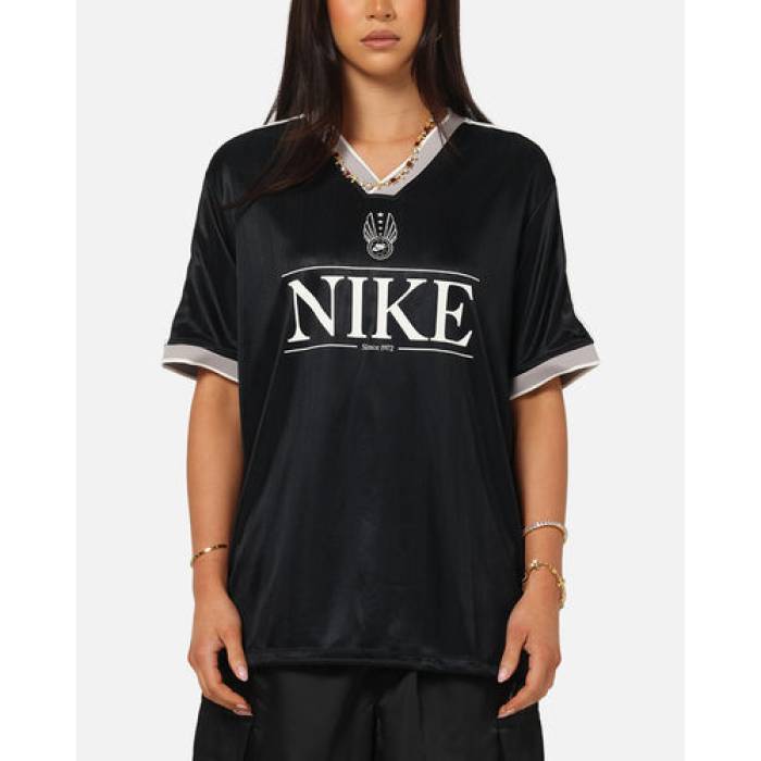 ナイキ Nike 【 Sportswear V-Neck Jersey Y Womens Black/White/Gre 】 Vネック ジャージ レディース 黒色 ブラック 白色 ホワイト