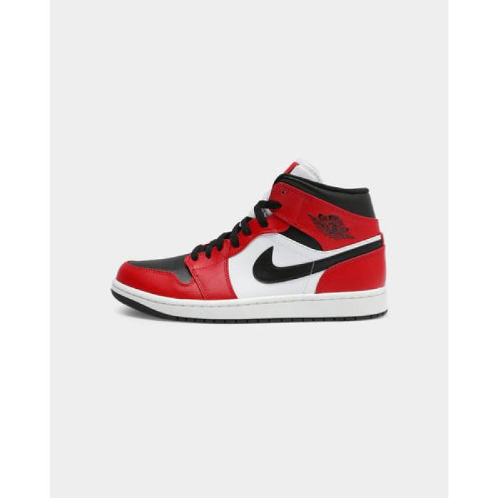 ナイキ ジョーダン Jordan 【 Men\u0027s Air  1 Mid \u0027 Chicago Black Toe\u0027 Mens Black/Black/Red 】 メンズ ミッド 風の強い町 黒いこと 黒いこと メンズ 黒いこと 黒いこと Red 赤・赤いこと