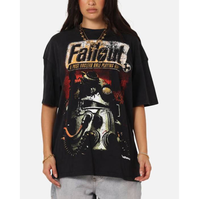 73Studio 【 X Fallout '97 Fallout Vintage T-Shirt Womens Black Acidwash 】 vintage ビンテージ・ヴィンテージ Tシャツ レディース 黒色 ブラック
