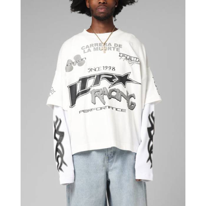 Loiter 【 Performance Layered Long Sleeve T-Shirt Mens Off White 】 演奏 Sleeve 捩り プルオーバー メンズ 白いこと 白いこと