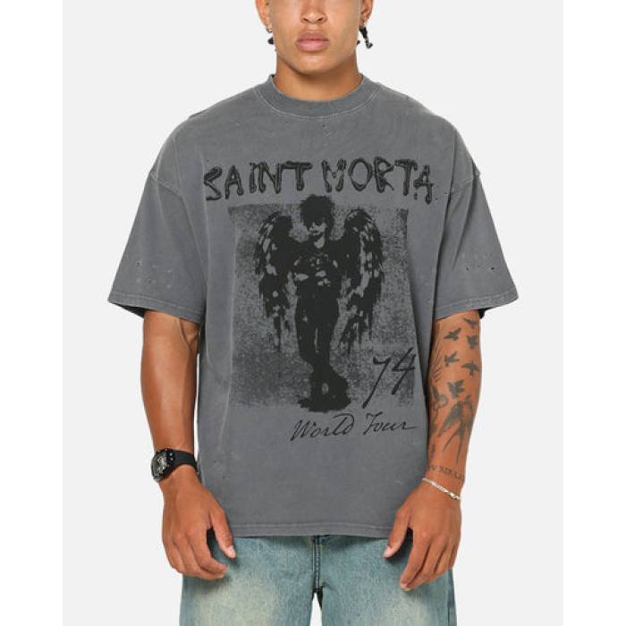 Saint Morta 【 Punk Tour T-Shirt Mens Washed Charcoal 】 プルオーバー メンズ 濃灰色