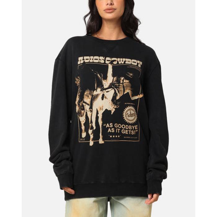 Midland 【 Crewneck Sweater Womens Washed Black 】 調教師 レディース 黒いこと 黒いこと