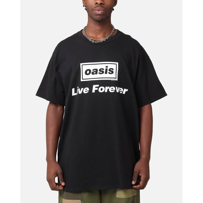 オアシス Oasis 【 Live Forever T-Shirt Mens Black 】 プルオーバー メンズ 黒いこと 黒いこと