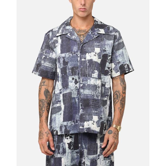 Xxiii 【 Printed Denim Patch Button Up Shirt Mens Blue 】 デニム メンズ 青色 ブルー