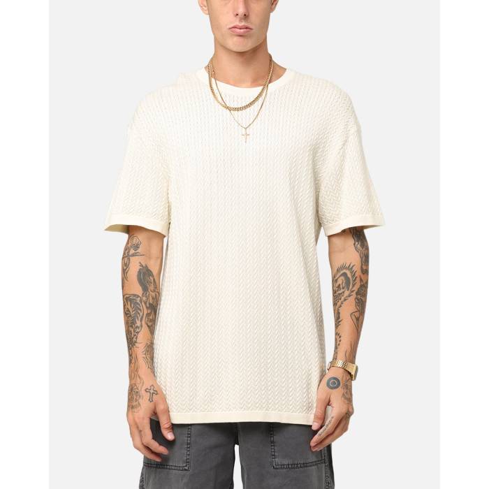 Xxiii 【 Hampton Knit T-Shirt Mens Cream 】 編み物 プルオーバー メンズ 皮膚軟化剤