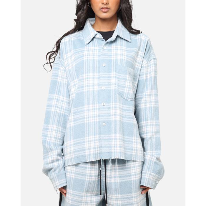 Xxiii 【 Plaid Long Sleeve Overshirt Womens Blue 】 Sleeve スリーブ レディース 青色 ブルー