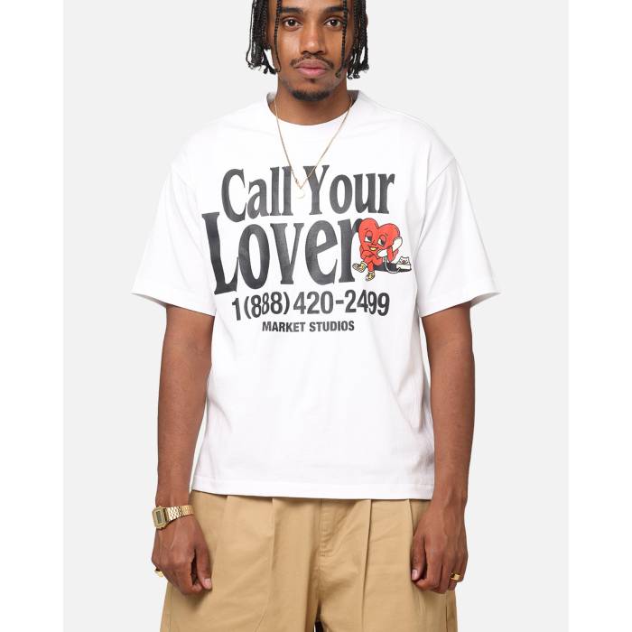 Market 【 Call Your Lover T-Shirt Mens White 】 プルオーバー メンズ 白いこと 白いこと