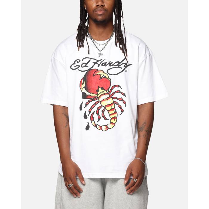 エドハーディー Ed Hardy 【 Scorpion T-Shirt Mens White 】 プルオーバー メンズ 白いこと 白いこと