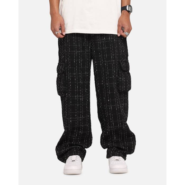 Xxiii 【 Boucle Tweed Cargo Pants Mens Black 】 積貨委託貨物 メンズ 黒いこと 黒いこと