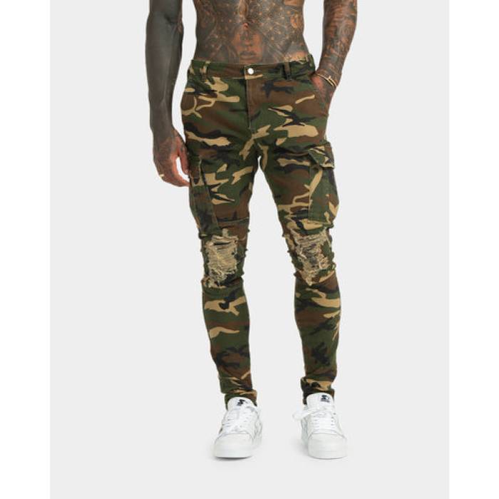 Xxiii 【 Sergeant Ripped Jeans Mens Camo 】 デニム メンズ 合鴨柄