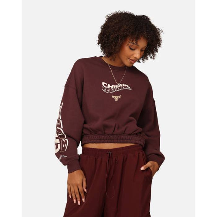 ミッチェル\u0026ネス Mitchell \u0026 Ness 【 Chicago Bulls Dazed Cropped Crewneck Womens Fudge 】 風の強い町 ブルズ レディース