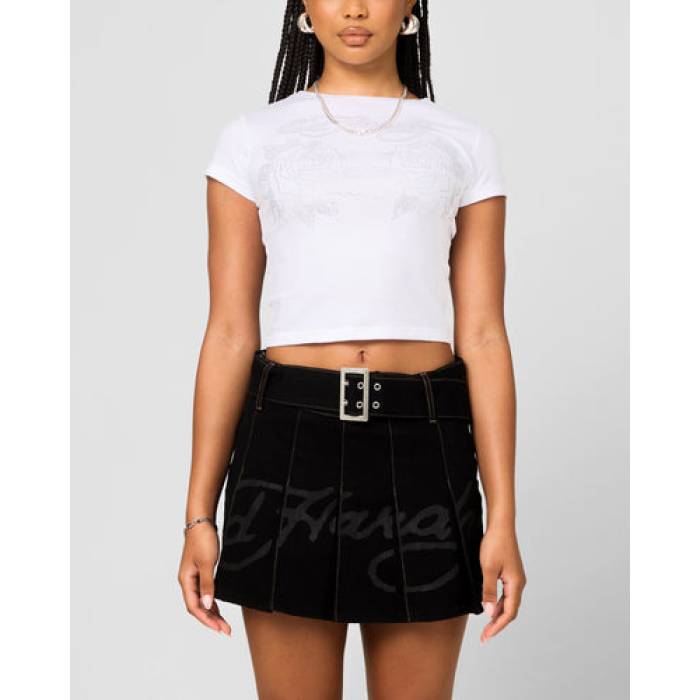 エドハーディー Ed Hardy 【 Rose Baby T-Shirt Womens White 】 Rose ローズ Tシャツ レディース 白色 ホワイト