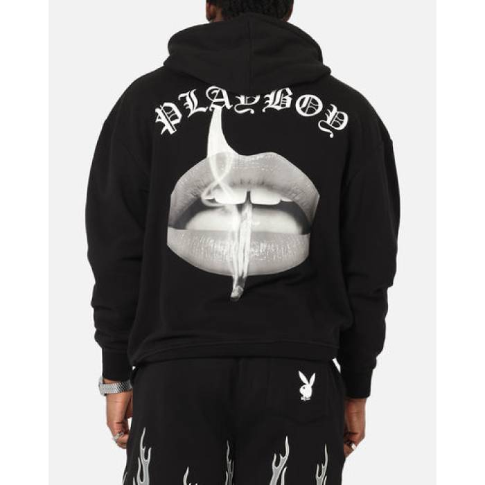 Playboy 【 Gothic Mono Lips Hoodie Mens Black 】 フーディー パーカー メンズ 黒色 ブラック