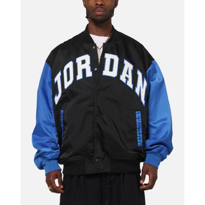 ナイキ ジョーダン Jordan 【 Brooklyn Collegiate Varsity Jacket Mens Black/Blue 】 ブルックリン Jacket 上衣 メンズ 黒いこと 黒いこと 青み 青色