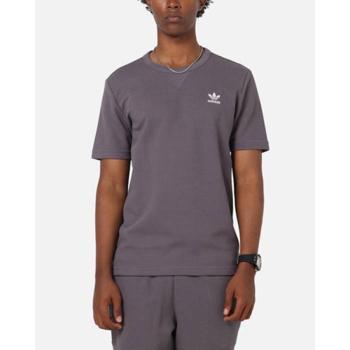 アディダス Adidas 【 Trefoil Essentials Waffle T-Shirt Mens Grey Strata 】 トレフォイル ワーヘル プルオーバー メンズ 薄墨色 薄墨色