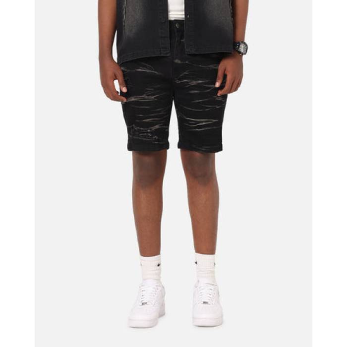 Saint Morta 【 Dynasty Thrash V2 Denim Shorts Mens Acid Wash Black 】 デニム ショーツ メンズ 黒色 ブラック