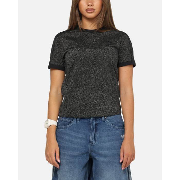 アディダス Adidas 【 Lurex Cali T-Shirt Womens Black 】 プルオーバー レディース 黒いこと 黒いこと