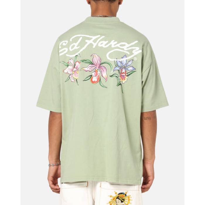 エドハーディー Ed Hardy 【 Flowers T-Shirt Mens Sage 】 Tシャツ メンズ