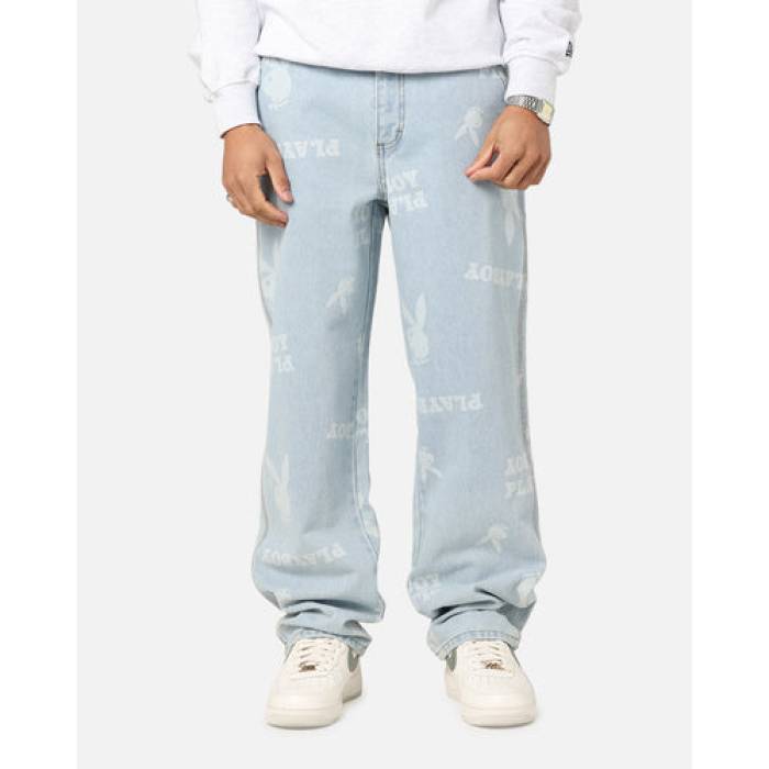 Playboy 【 Mess Denim Jeans Mens Light Indigo 】 デニム ジーンズ メンズ 藍色・インディゴ