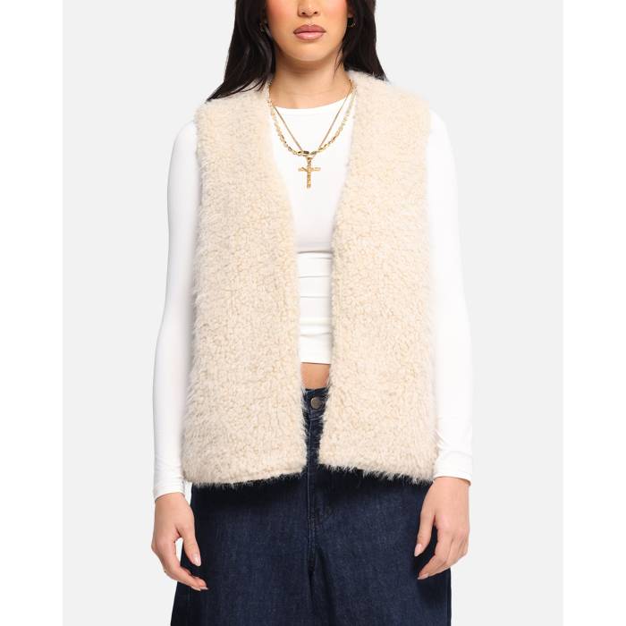 Xxiii 【 Fur Vest Womens Cream 】 限りない レディース 皮膚軟化剤