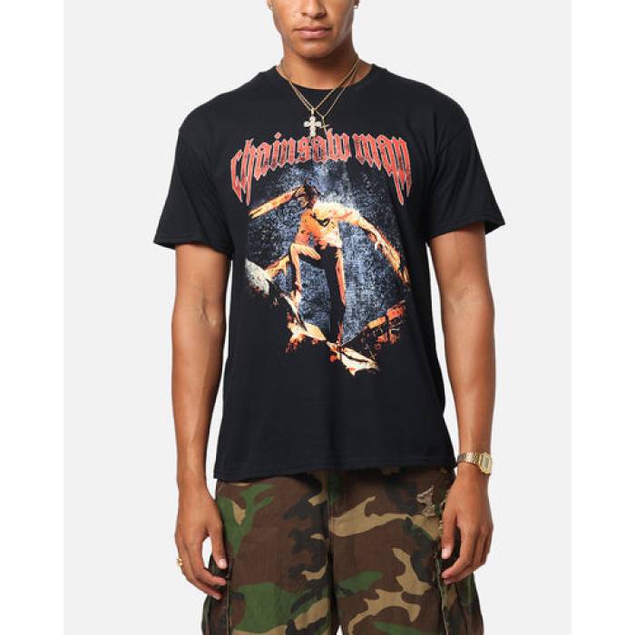 Goat Crew 【 X Chainsaw Man T-Shirt Mens Black 】 ティーシャツ メンズ 黒いこと 黒いこと