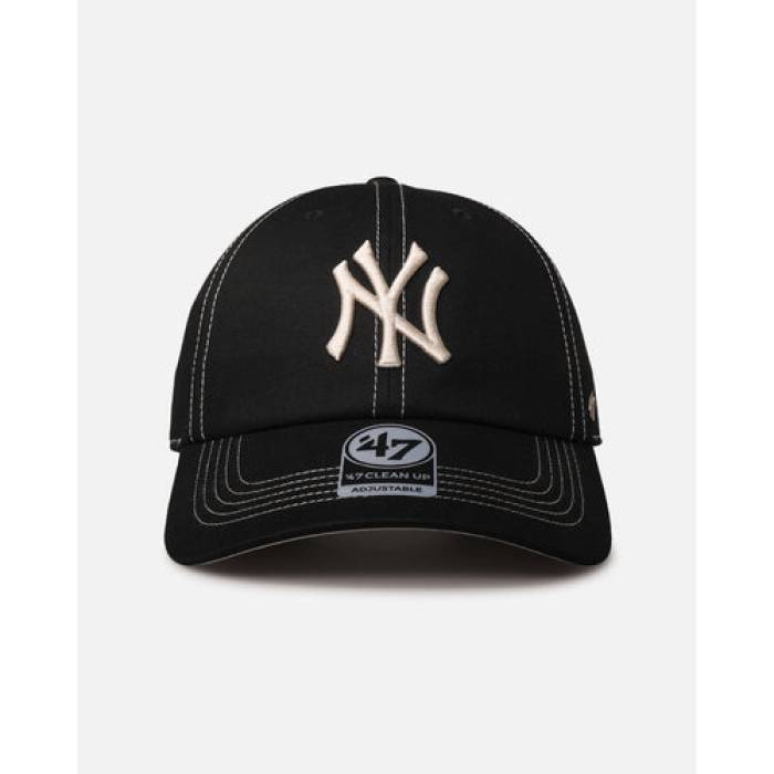 フォーティーセブンブランド 47 Brand 【 New York Yankees 'Contrast Stitch' 47 Clean Up Strapback Mens Black/Bone 】 ヤンキース メンズ 黒色 ブラック
