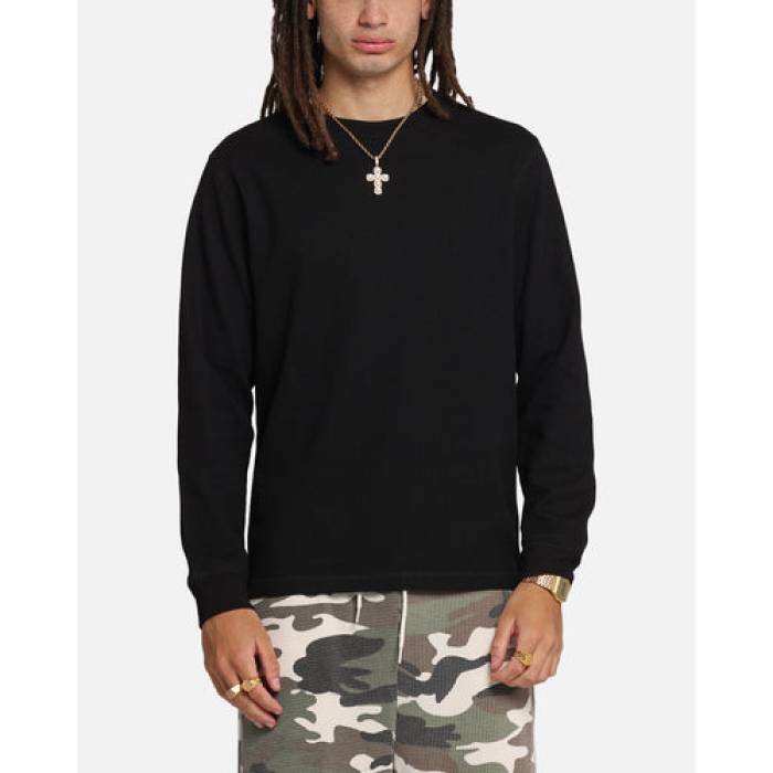 Xxiii 【 Thermal Long Sleeve T-Shirt Mens Black 】 Sleeve 捩り プルオーバー メンズ 黒いこと 黒いこと