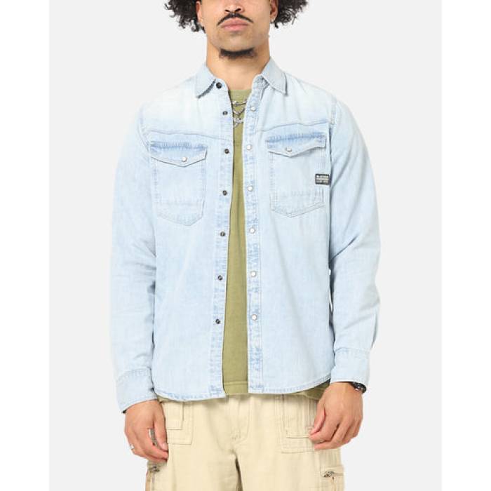 ジースター G-Star 【 Dakota Slim Long Sleeve Shirt Mens Faded Blue 】 slim スリム Sleeve スリーブ メンズ 青色 ブルー
