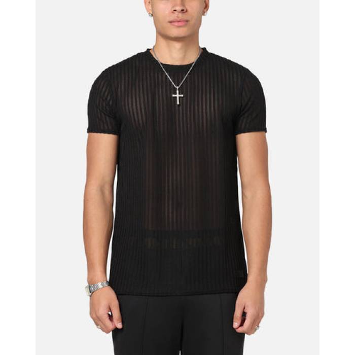 Sik Silk 【 Textured Muscle Fit T-Shirt Mens Black 】 プルオーバー メンズ 黒いこと 黒いこと