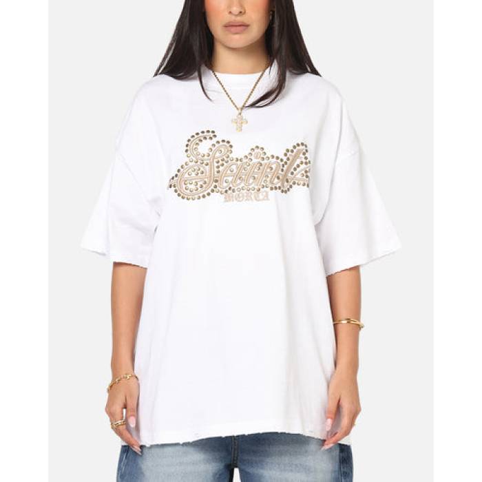 Saint Morta 【 Rodeo Drive Boxy T-Shirt Womens White/Brown 】 プルオーバー レディース 白いこと 白いこと 赤銅色 赤銅色